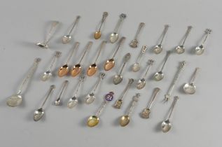 A GROUP OF MOSTLY SILVER SPOONS AND A FEW FURTHER ITEMS