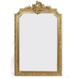 A 19TH CENTURY FRENCH GILT FRAMED OVERMANTEL MIRROR