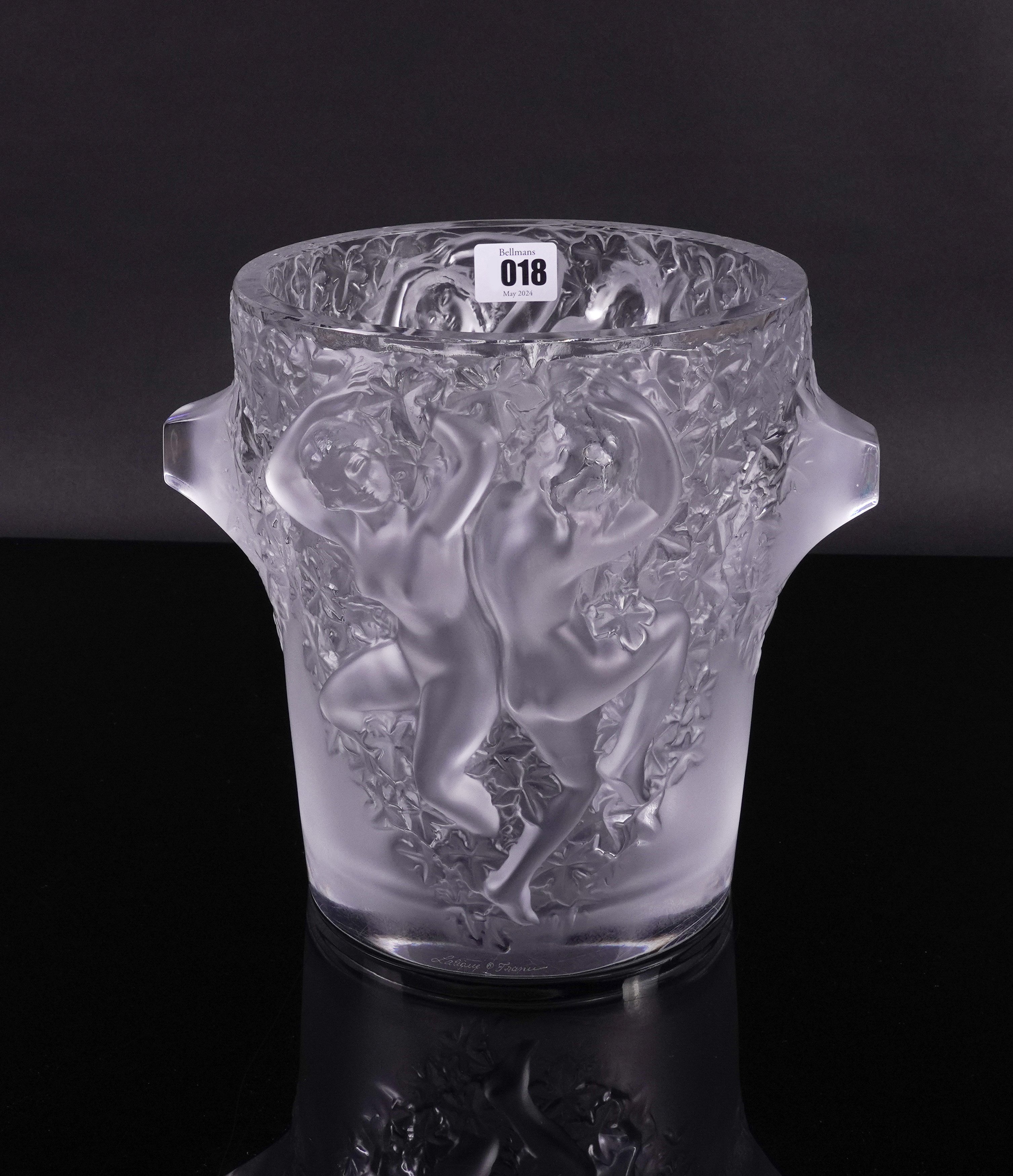 `GANYMEDE'. A LALIQUE FROSTED GLASS CHAMPAGNE BUCKET - Image 2 of 4