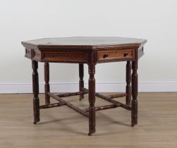 A LATE 19TH CENTURY MAHOGANY OCTAGONAL TWO DRAWER CENTRE TABLE