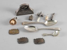 TWO SILVER BRIGHTCUT OLD ENGLISH PATTERN TABLESPOONS AND NINE FURTHER ITEMS (11)