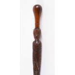AN INTERESTING MAORI CARVED WALKING CANE OR CEREMONIAL GREETING STICK