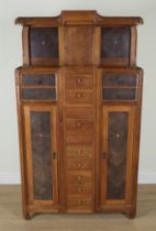 A FRENCH ART NOUVEAU WALNUT AND ROSEWOOD SIDE CABINET