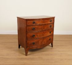 A GEORGE III MAHOGANY BOWFRONT FOUR DRAWER CHEST