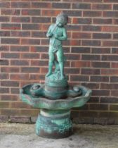 HENRY STUDIO CHICAGO; A FAUX BRONZE PATINATED RECONSTITUTED STONE WATER FOUNTAIN