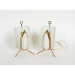 ARREDOLUCE: A PAIR OF ITALIAN BRASS AND FROSTED GLASS TABLE LAMPS (2)