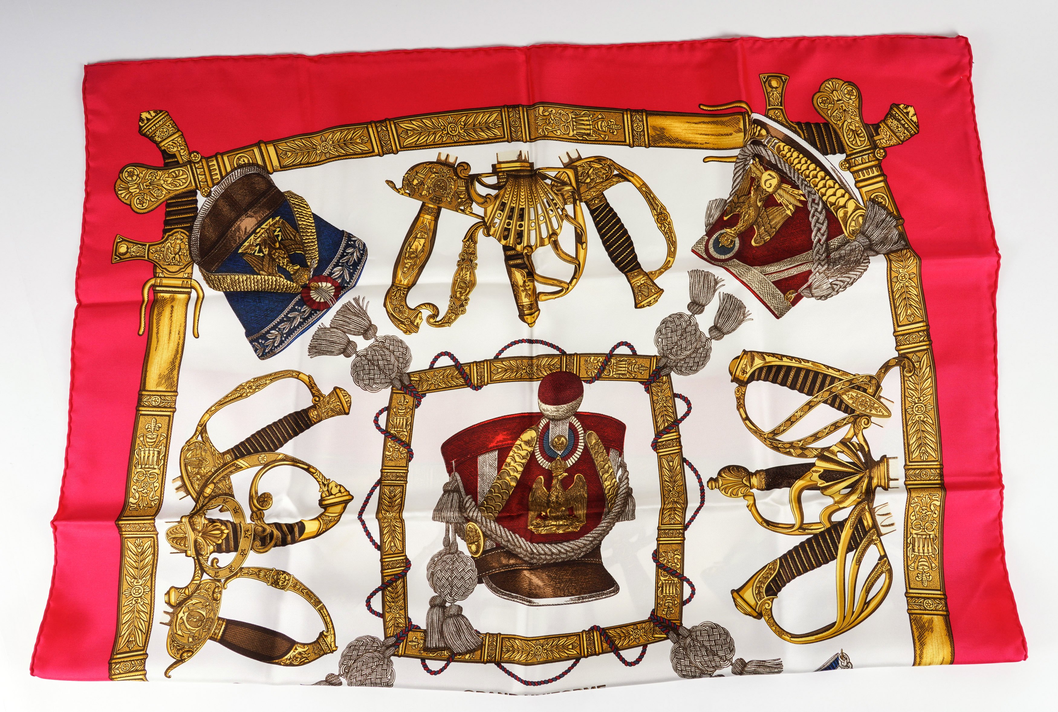 HERMES: 'GRAND UNIFORM' SILK SCARF BY JOACHIM METZ; TOGETHER WITH THREE OTHER SCARVES (4) - Image 2 of 7