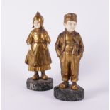 IN THE MANNER OF JOSEPH D'ASTE (ITALIAN 1881-1945): TWO BRONZE AND IVORY FIGURES OF A BOY AND...