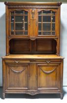 A 19TH CENTURY FRENCH DRESSER WITH PAIR OF GLAZED DOORS