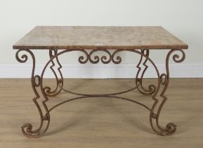 A MID 20TH CENTURY FRENCH MARBLE TOPPED CENTRE TABLE