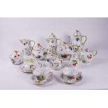 AN ASSEMBLED GROUP OF HEREND `MARKET GARDEN' PATTERN TEA, COFFEE AND BREAKFAST WARES
