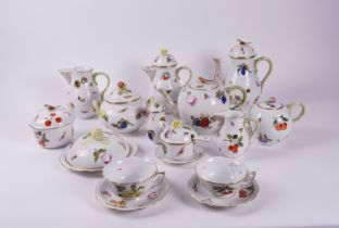 AN ASSEMBLED GROUP OF HEREND `MARKET GARDEN' PATTERN TEA, COFFEE AND BREAKFAST WARES