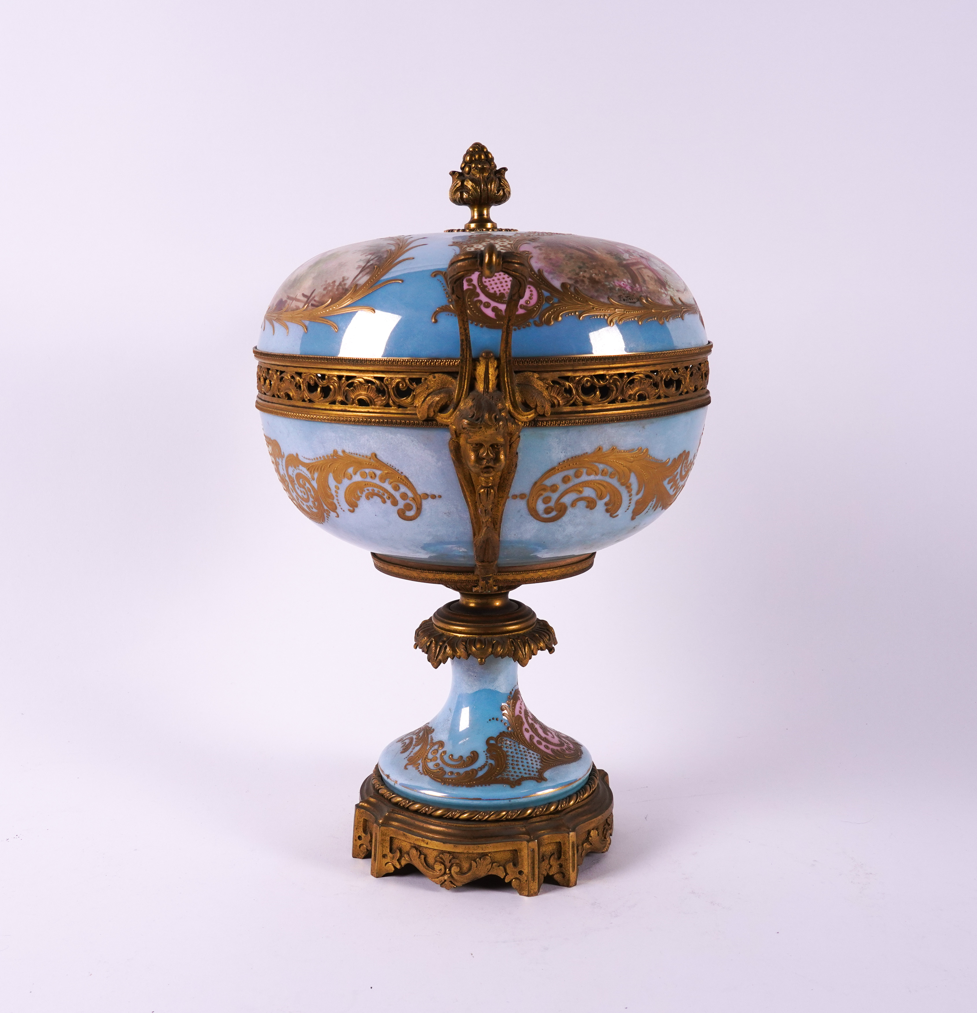 A SEVRES STYLE GILT-METAL MOUNTED TWO- HANDLED FOOTED BOWL AND COVER (2) - Image 4 of 8