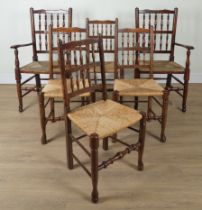 A SET OF SIX ASH SPINDLEBACK DINING CHAIRS (6)