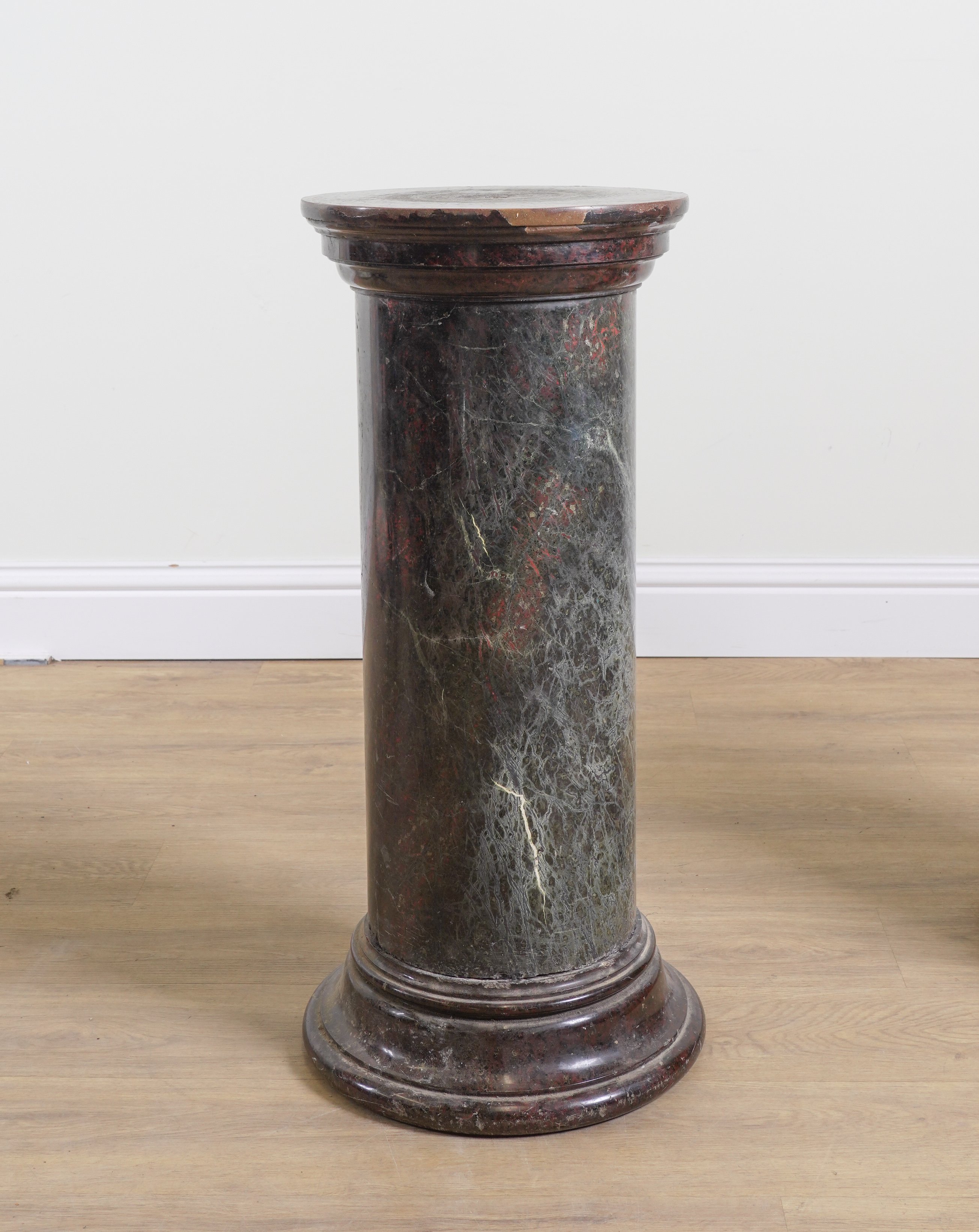 A CORNISH SERPENTINE COLUMN PLINTH