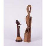 RALPH WILLIAMS (BRITISH): TWO CARVED WOODEN BIRD SCULPTURES WITH CERTIFICATES (2)