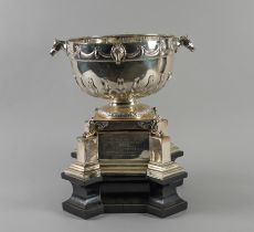 A SILVER HORSE RACING TROPHY BOWL