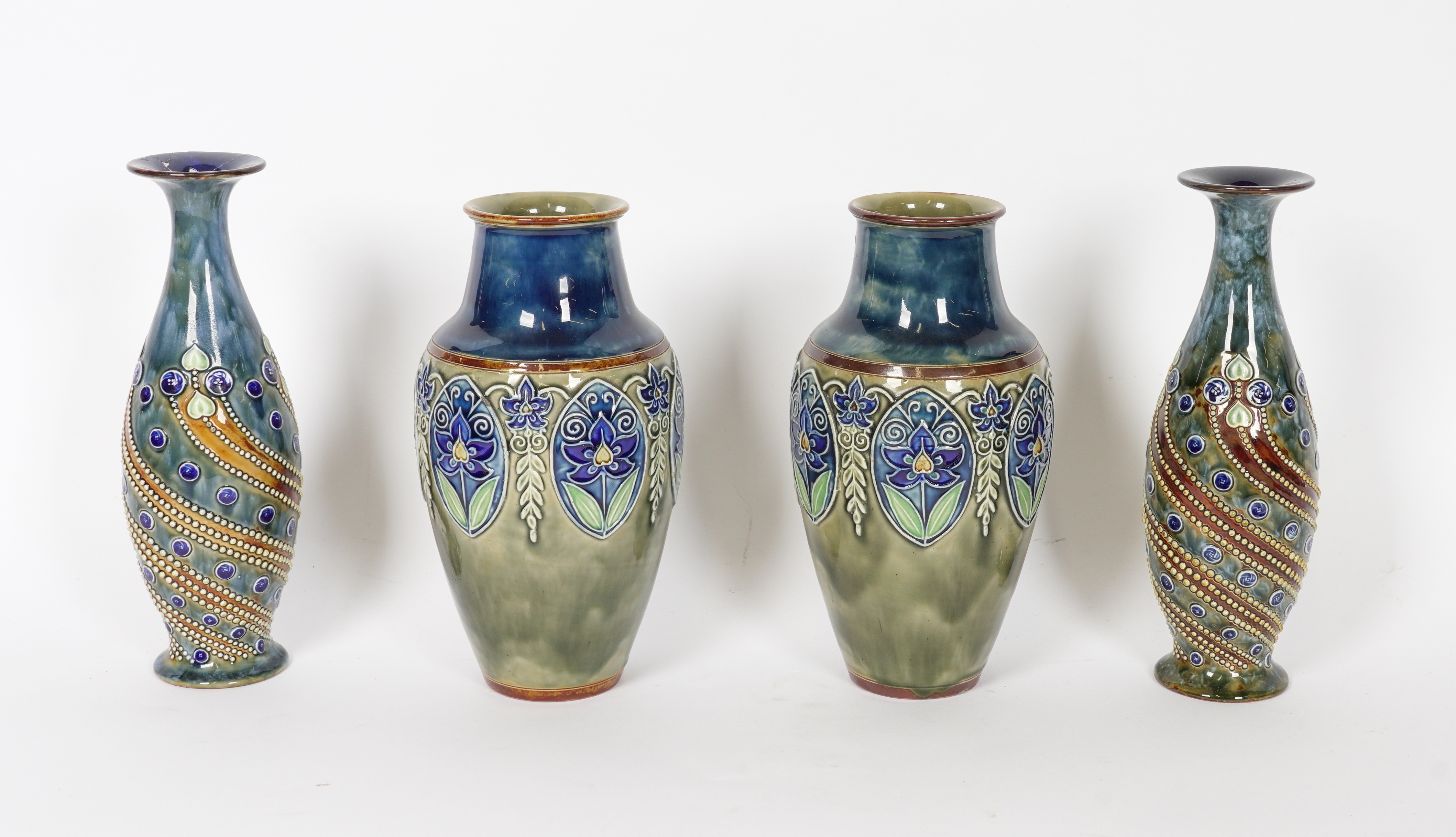 TWO PAIRS OF ROYAL DOULTON STONEWARE VASES (4) - Image 3 of 5