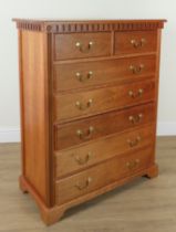 A 20TH CENTURY FRUITWOOD SEVEN DRAWER CHEST