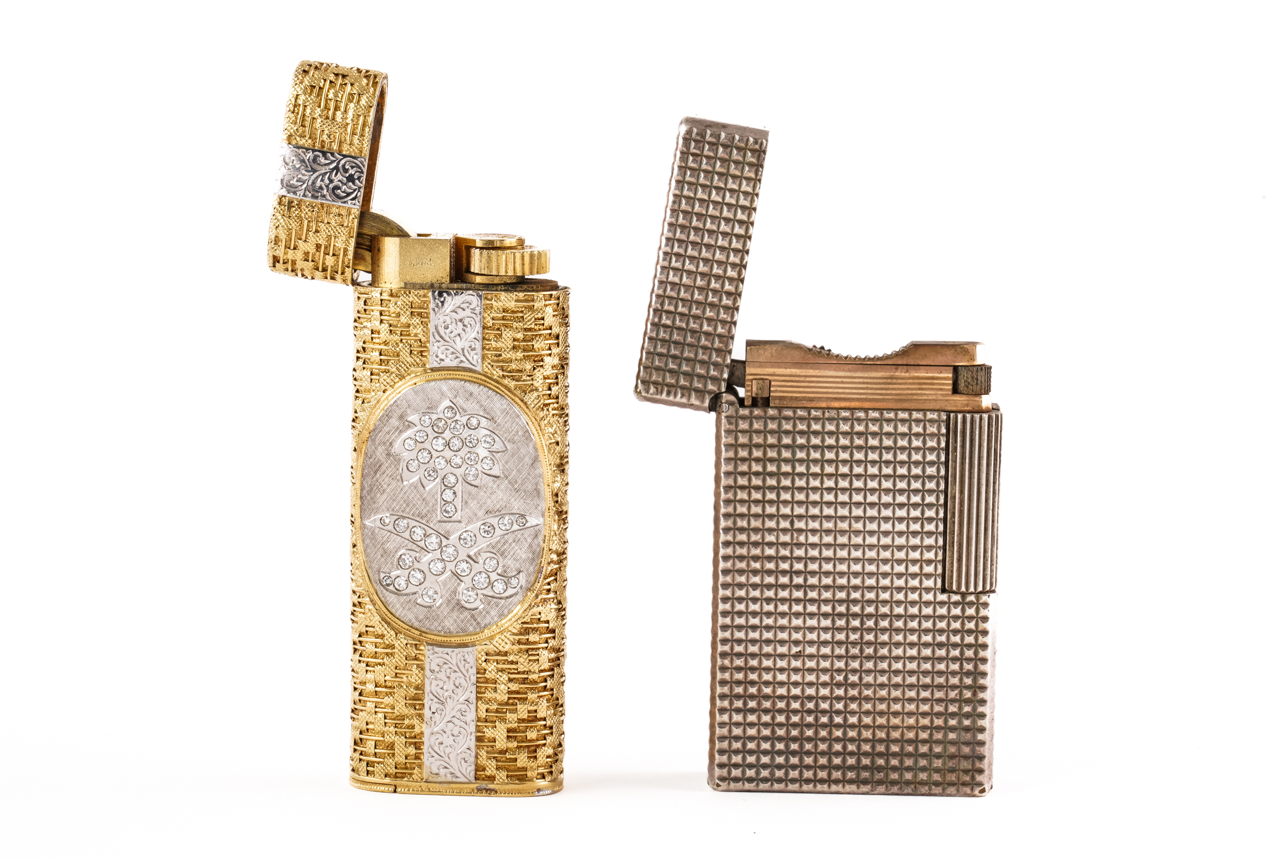 A GOLD AND DIAMOND SET LIGHTER AND ANOTHER LIGHTER, BOTH BOXED (4) - Image 5 of 6