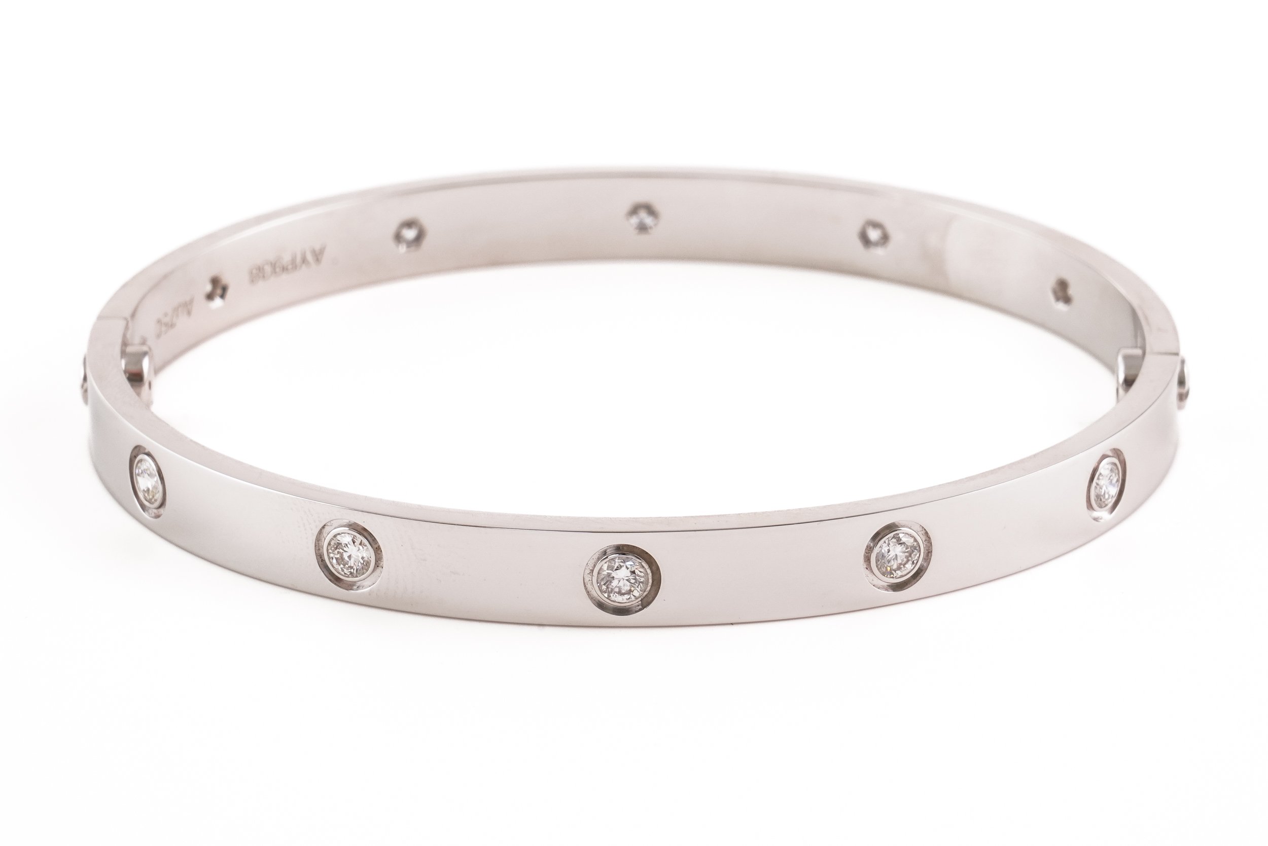 A WHITE GOLD CARTIER LOVE BANGLE, 10 DIAMONDS, BOXED (3) - Image 5 of 5