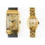 A TISSOT GOLD LADY'S BRACELET WRISTWATCH AND ANOTHER WRISTWATCH (2)