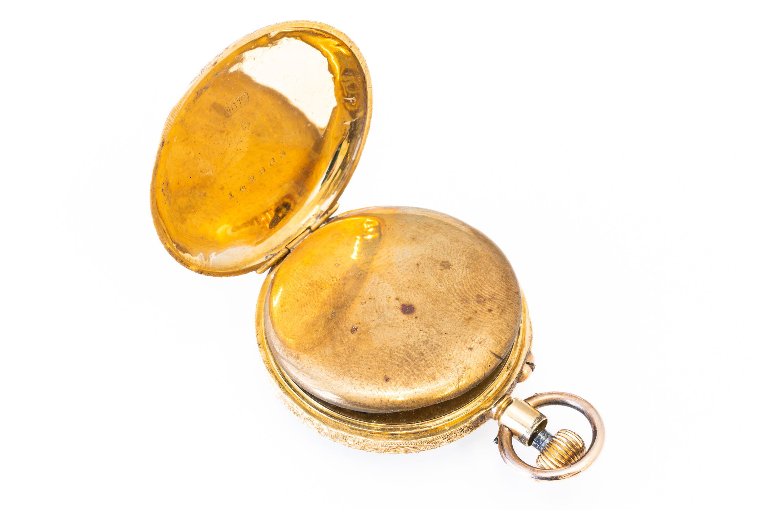 A LADY'S GOLD CASED, KEYLESS WIND OPENFACED FOB WATCH - Image 3 of 4