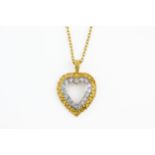 A DIAMOND HEART PENDANT NECKLACE, BOXED (2)