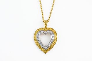 A DIAMOND HEART PENDANT NECKLACE, BOXED (2)