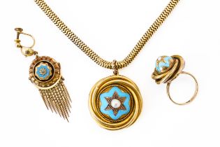 A COLLECTION OF VICTORIAN ENAMELLED JEWELLERY (3)