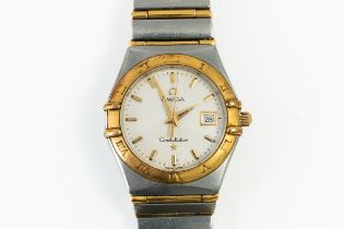 AN OMEGA CONSTELLATION STEEL AND GOLD LADY'S BRACELET WRISTWATCH