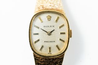 A ROLEX PRECISION 14CT GOLD LADY'S BRACELET WRISTWATCH