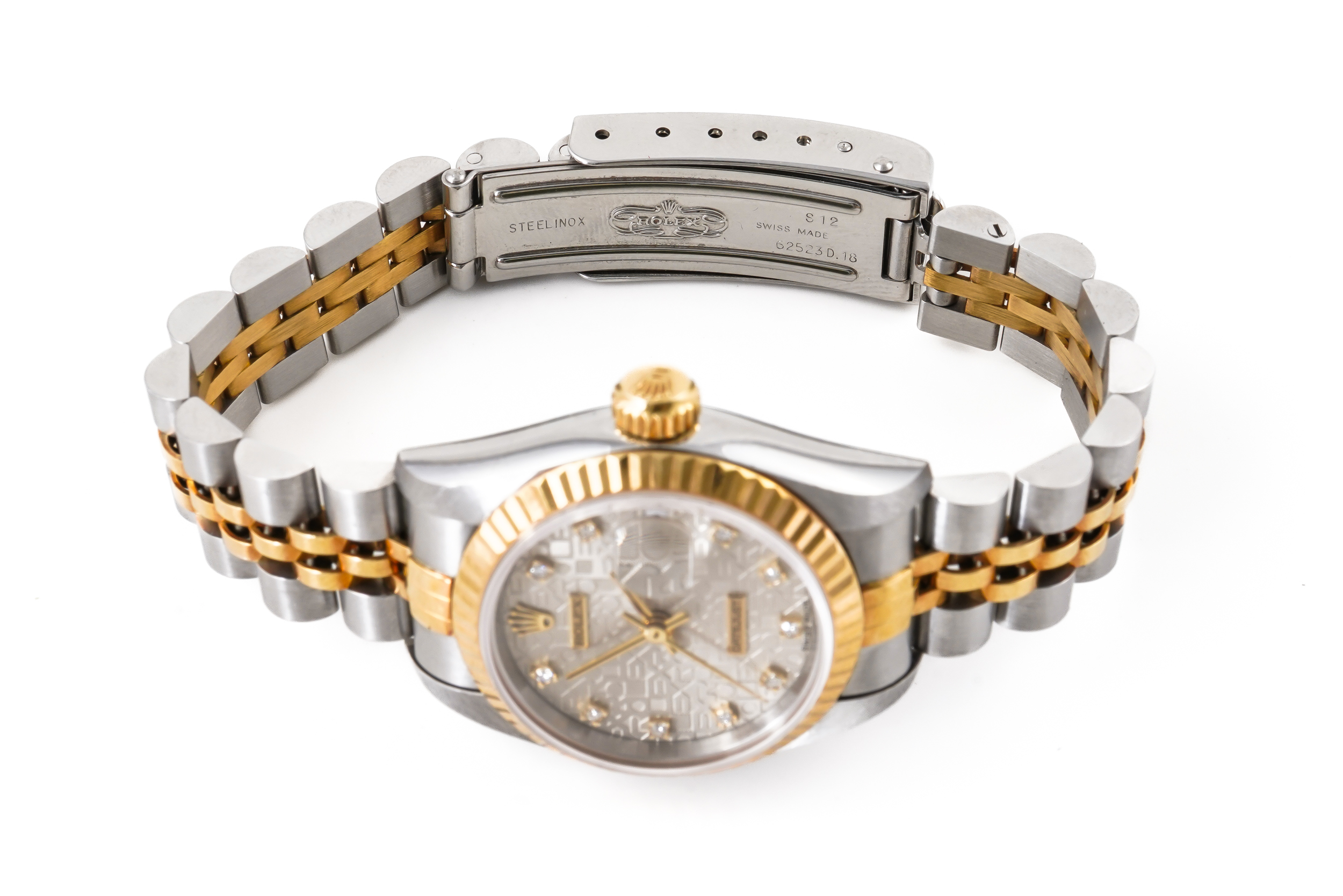 A LADY'S STEEL AND GOLD DATEJUST ROLEX WRISTWATCH - Image 3 of 6
