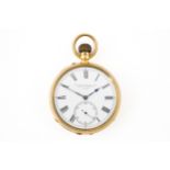 AN 18CT GOLD CASED, KEYLESS WIND, OPENFACED POCKET WATCH AND A 9CT GOLD WATCH ALBERT CHAIN (2)