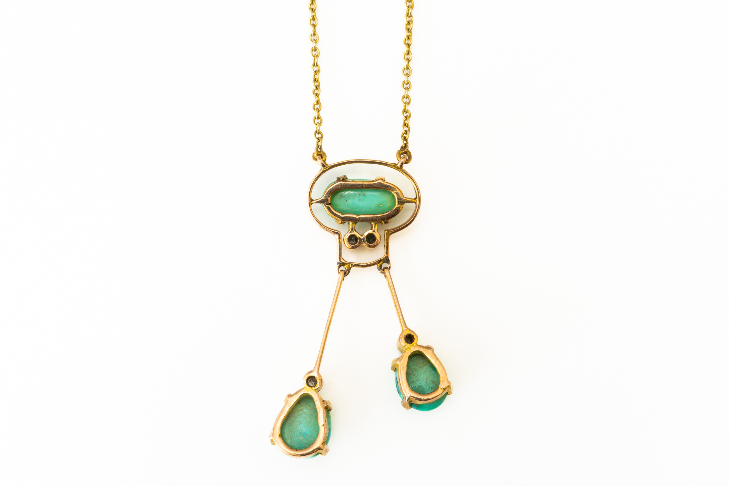 AN EDWARDIAN DIAMOND AND TURQUOISE NECKLACE - Image 3 of 4