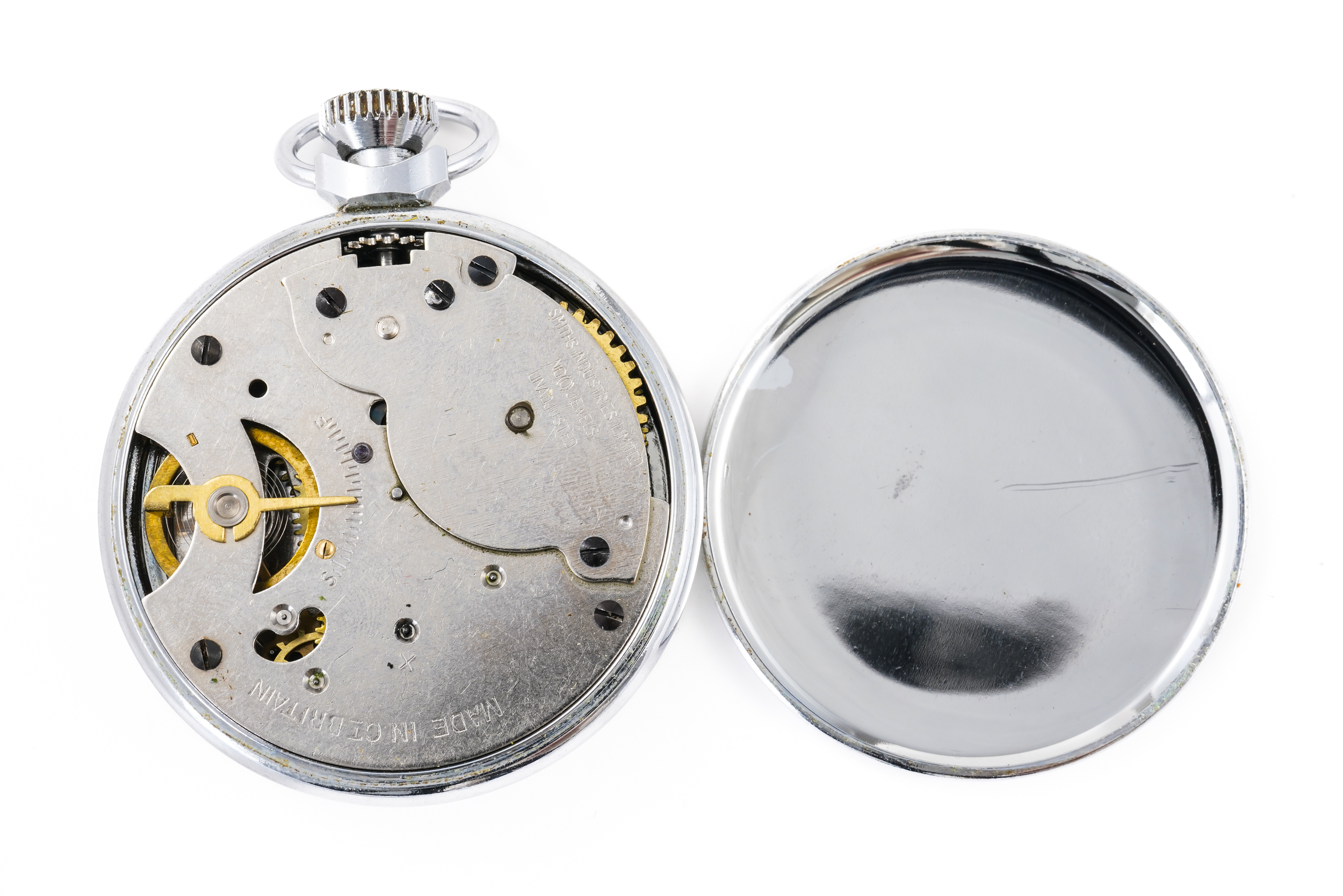 A SILVER CURB LINK WATCH ALBERT CHAIN AND TWO POCKET WATCHES (3) - Image 4 of 8