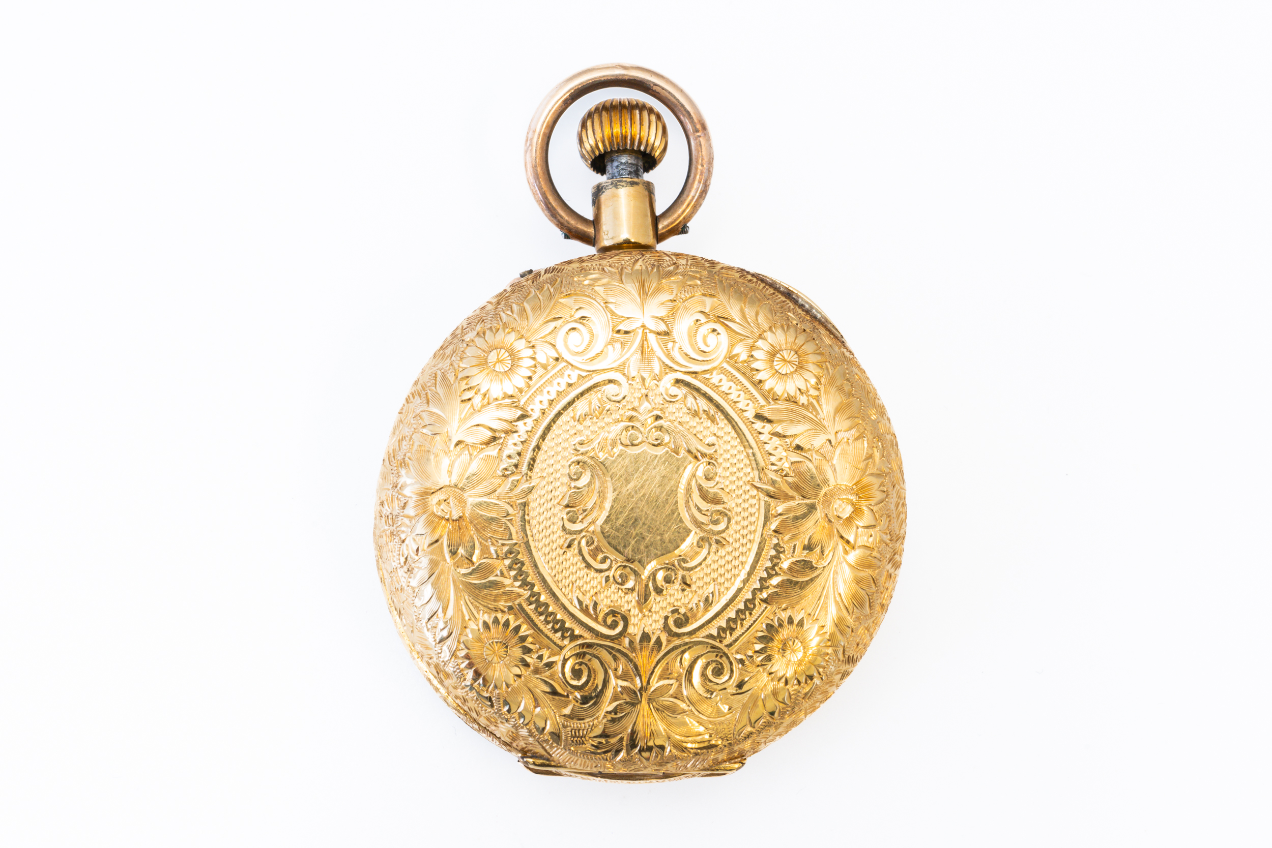 A LADY'S GOLD CASED, KEYLESS WIND OPENFACED FOB WATCH - Image 2 of 4