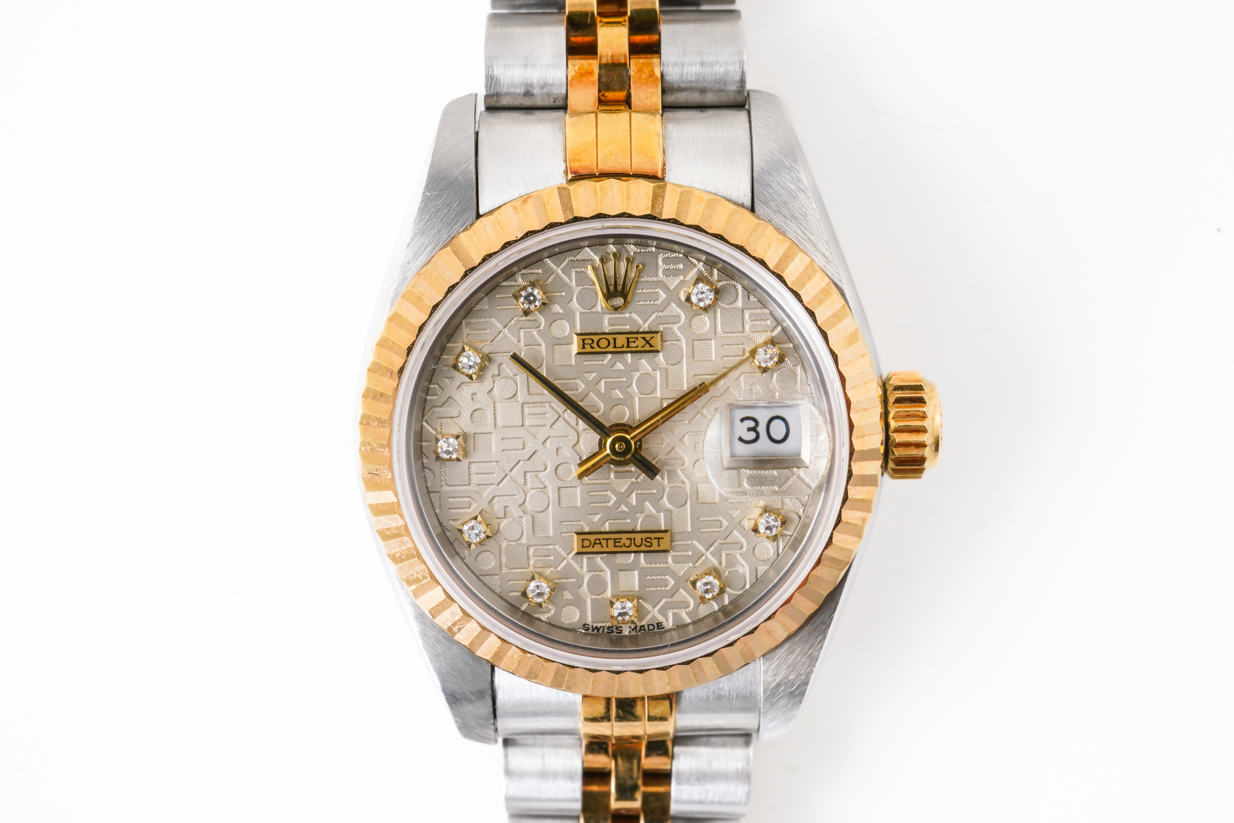 A LADY'S STEEL AND GOLD DATEJUST ROLEX WRISTWATCH