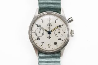 A STEEL CASED LEMANIA MILITARY CHRONOGRAPH WRISTWATCH