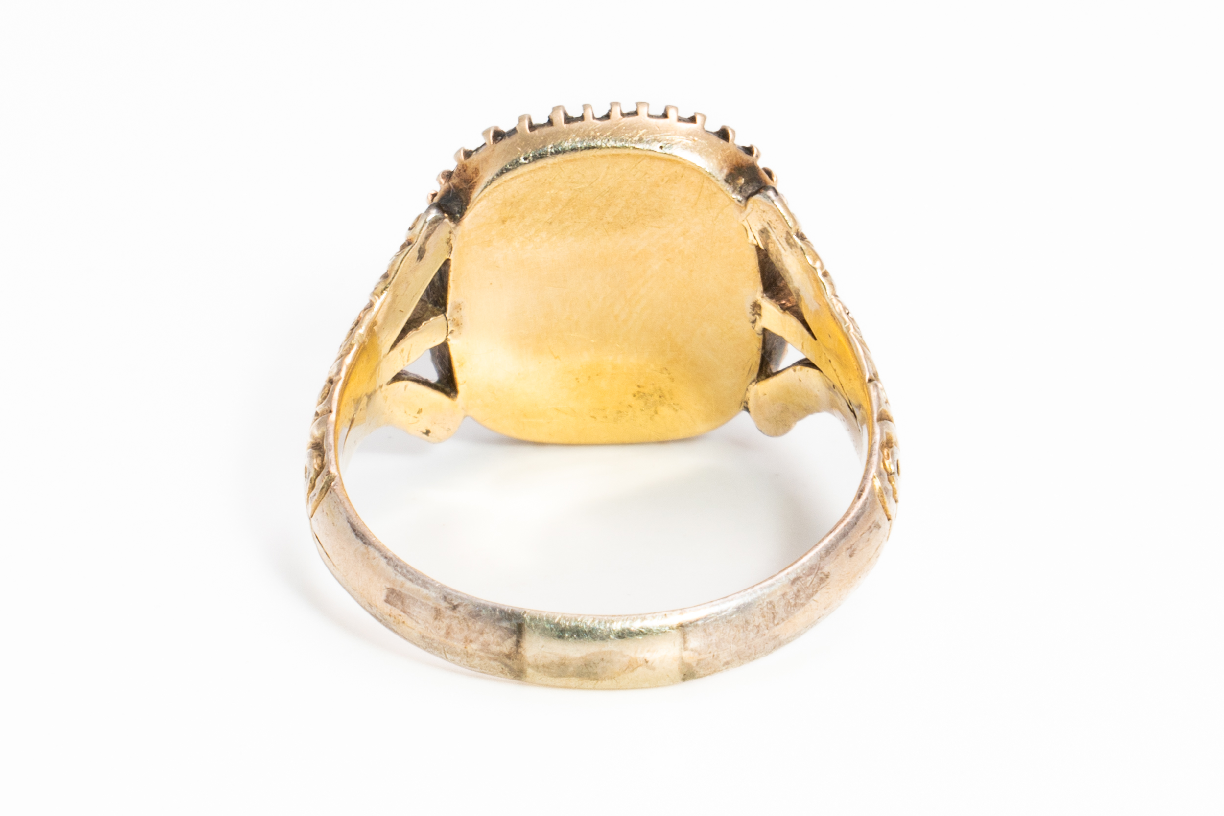 A GEORGIAN GOLD, GREEN PASTE AND SEED PEARL RING - Image 3 of 3