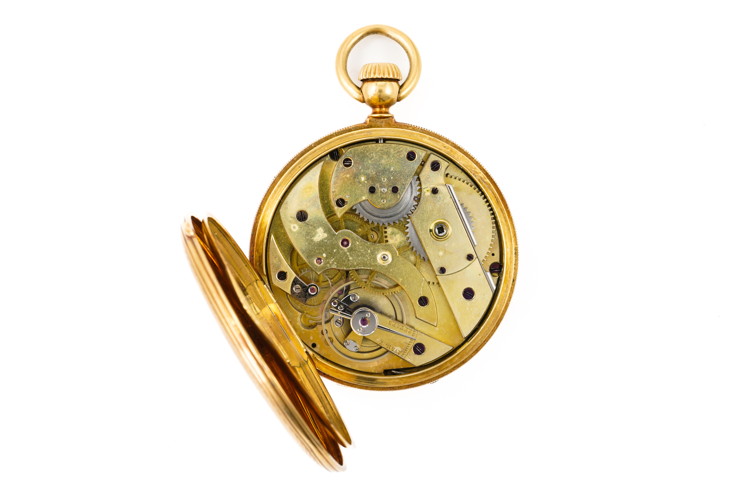 A GOLD CASED, KEYLESS WIND HUNTING CASED POCKET WATCH - Image 5 of 5