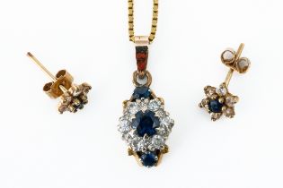 SAPPHIRE AND DIAMOND NECKLACE AND EARRINGS