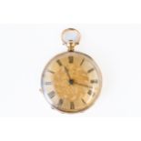 A GOLD CASED, KEY WIND OPENFACED LADY'S FOB WATCH