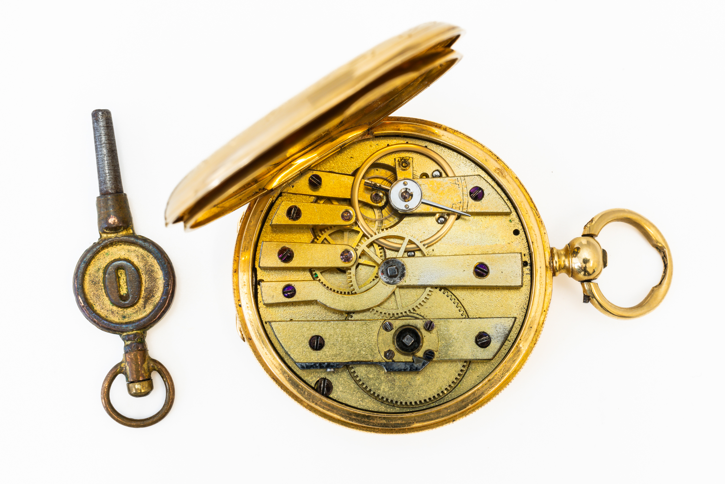 A LADY'S GOLD CASED, KEY WIND, HUNTING CASED FOB WATCH WITH A KEY (2) - Image 5 of 5