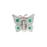 AN EMERALD AND DIAMOND BUTTERFLY SCATTER PIN