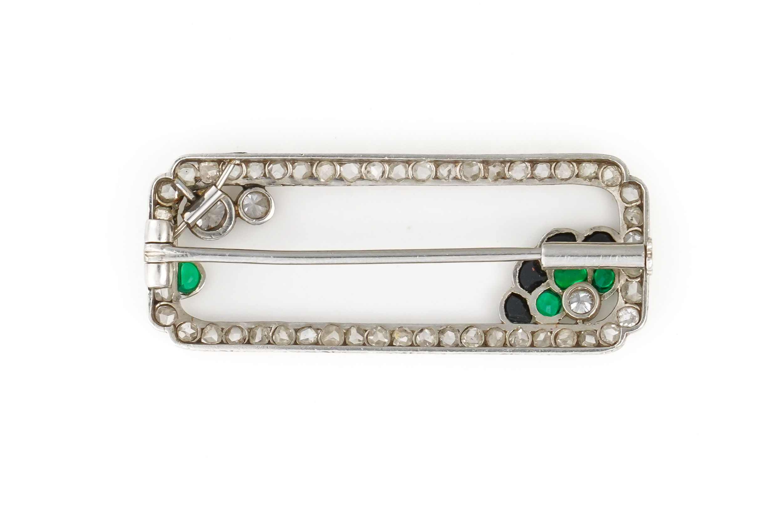 AN ART DECO DIAMOND, PASTE AND ONYX BROOCH - Image 2 of 2