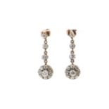 A PAIR OF OLD CUT DIAMOND CLUSTER DROP EARRINGS