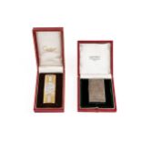 A GOLD AND DIAMOND SET LIGHTER AND ANOTHER LIGHTER, BOTH BOXED (4)