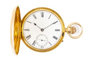 A VICTORIAN GENTLEMAN'S 18CT GOLD CASED, KEYLESS WIND, HUNTING CASED POCKET WATCH