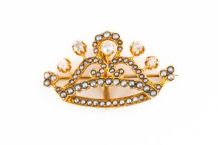 DIAMOND AND PEARL TIARA BROOCH